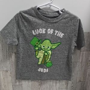 Star Wars Gray Tee with Yoda and Green Hat